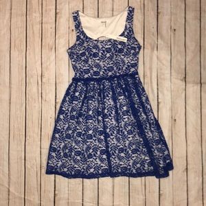 Blue & white lace dress.